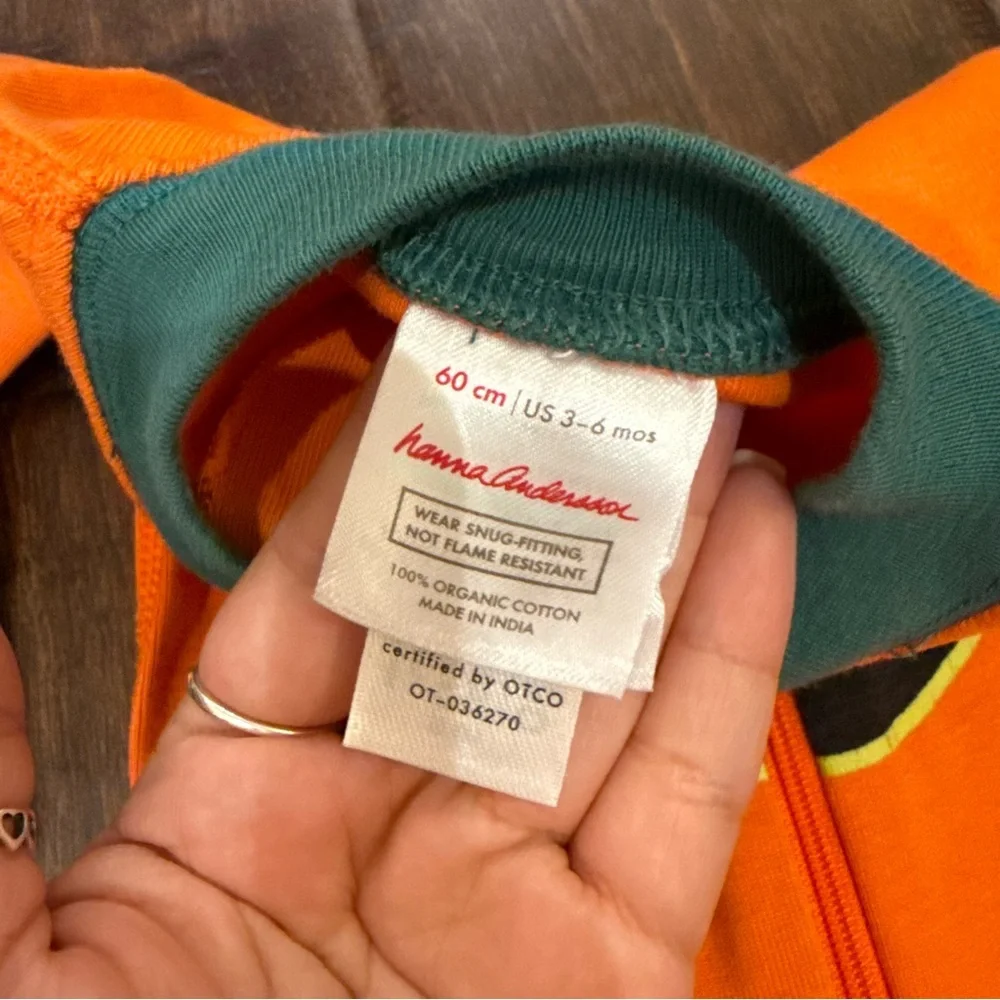 Hanna Andersson Baby Zip Sleeper Jack-O-lantern Halloween Pumpkin size 3-6 Month